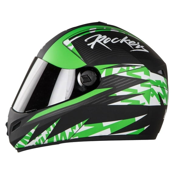 SB-39 Rox Rockers Glossy Black & Green L Size Full Face +Smoke Visor 600 mm