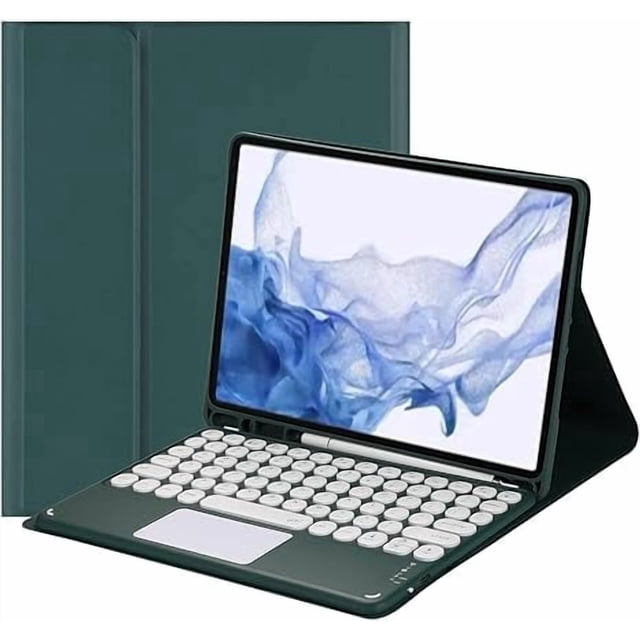 Funda con Teclado Táctil para Samsung Galaxy Tab S8 / Tab S7 de 11 Pulgadas (Verde Oscuro)