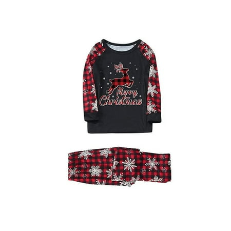 

Matching Family Pajamas Sets Christmas PJ s with Letter and Plaid Printed Long Sleeve Red Plaid Splicing Tee