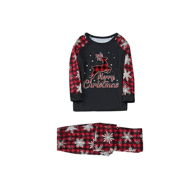 DPTALR Ensemble de Pyjamas de Noël Assortis pour la Famille Ensemble de Pjs de Noël pour la Famille Haut à Carreaux Rouges et Pantalons Longs Ensembles de Vêtements de Nuit