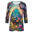 thumbnail image 5 of BiZtdJrK 3/4 Length Sleeve Womens Shirts Easter Eggs Graphic Tees Shirt Casual Round Neck Pullover Blouses Cute Rabbit Print Tunic Tops Multicolor XL Prime Sales Today Clearance, 5 of 6