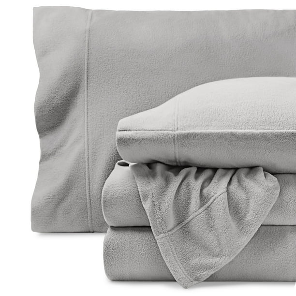 Juego de Sábanas de Vellón Polar Extra Lujoso Bare Home Tamaño King Gris Claro