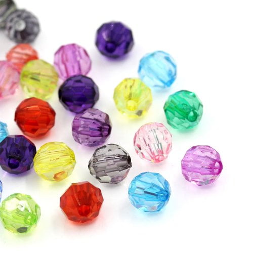 480 Mixed Acrylic Trasparent Plastic Round Faceted Spacer, Loose Beads