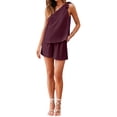 thumbnail image 6 of SLADYGLO Women Skew Neck Lace Up Shoulder Sleeveless Top Pockets Shorts Two Piece Sets, 6 of 6