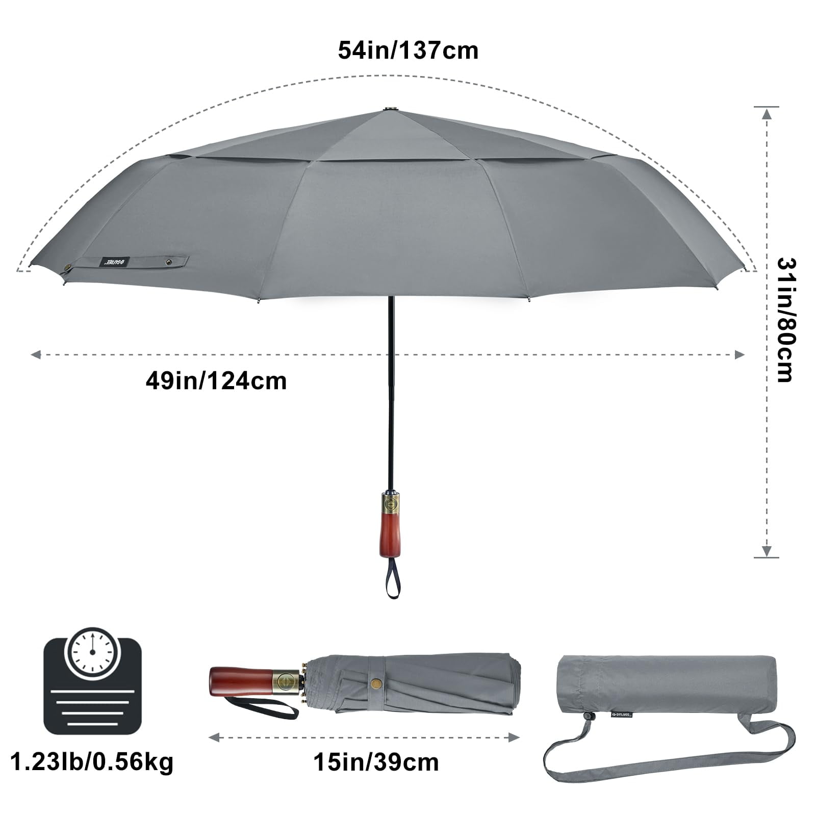 G4Free 54" Large Compact Windproof Golf Umbrella | Auto Open/Close Folding Travel | Reinforced 10-Frame Vented Double Canopy for Men & Women