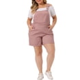 thumbnail image 2 of Unique Bargains Women Plus Size Overalls Denim Pants Roll Hem Chambray Shorts Pants 4X Pink, 2 of 6