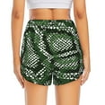 thumbnail image 4 of Xecao's Green Snakeskin for a double-layer running short for women, perfect for gym, tennis, and more, featuring a convenient pocket., 4 of 9