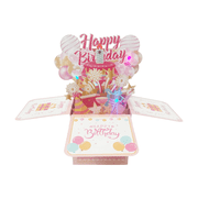 KALAKALA 3D Birthday Cards with Music & Colorful Lights - Musical Light Up Pop Up Happy Birthday Card,Singing Bday Gift Cards for Kids,Teens,Daughter,Son,Girls,Boys Pink
