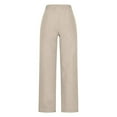 thumbnail image 3 of Women Fleece Lined Wide Leg Pants, Drawstring High Waisted Winter Warm Pants with Pockets, 3 of 7