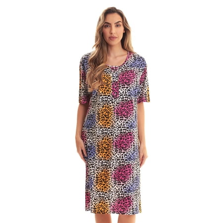 

Just Love Short Sleeve Nightgown Sleep Dress for Women (3X Dust - Cheetah)