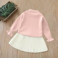 thumbnail image 4 of IVEYRTF Girls Knit Sweater Top and Skirt Set Long Sleeve Cute Bow Tie Casual Fall Winter Soft Fit Outwear 2 Piece Outfit for Kids 1-8 Years(Pink,1 Years), 4 of 7