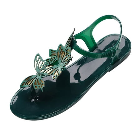 

TOYFUNNY Womens Spring And Summer Sandals Bow Flat Flip-Flop Crystal Womens Shoes