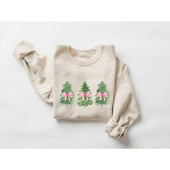 Pink Tree Christmas Sweater, Christmas Sweater, Christmas Crewneck, Christmas Tree Sweatshirt, Holiday Sweaters for Women, Winter Sweatshirt