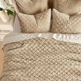 thumbnail image 2 of EVERGRACE Luxury Velvet Quilt Set King Size, Diamond Quilted Lightweight Velvet Comforter for All Season, Ultra Soft Oversized Bedspread Coverlet Bedding Set with 2 Pillow Shams, Beige Taupe, 2 of 7
