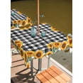 thumbnail image 2 of Outdoor Tablecloth with Umbrella Hole for Patio/Picnic/Party/Camping, Sunflowers Waterproof Table Cloth Square Cover Washable, Farmhouse Summer Floral Black White Plaid (54"x 54"), 2 of 8