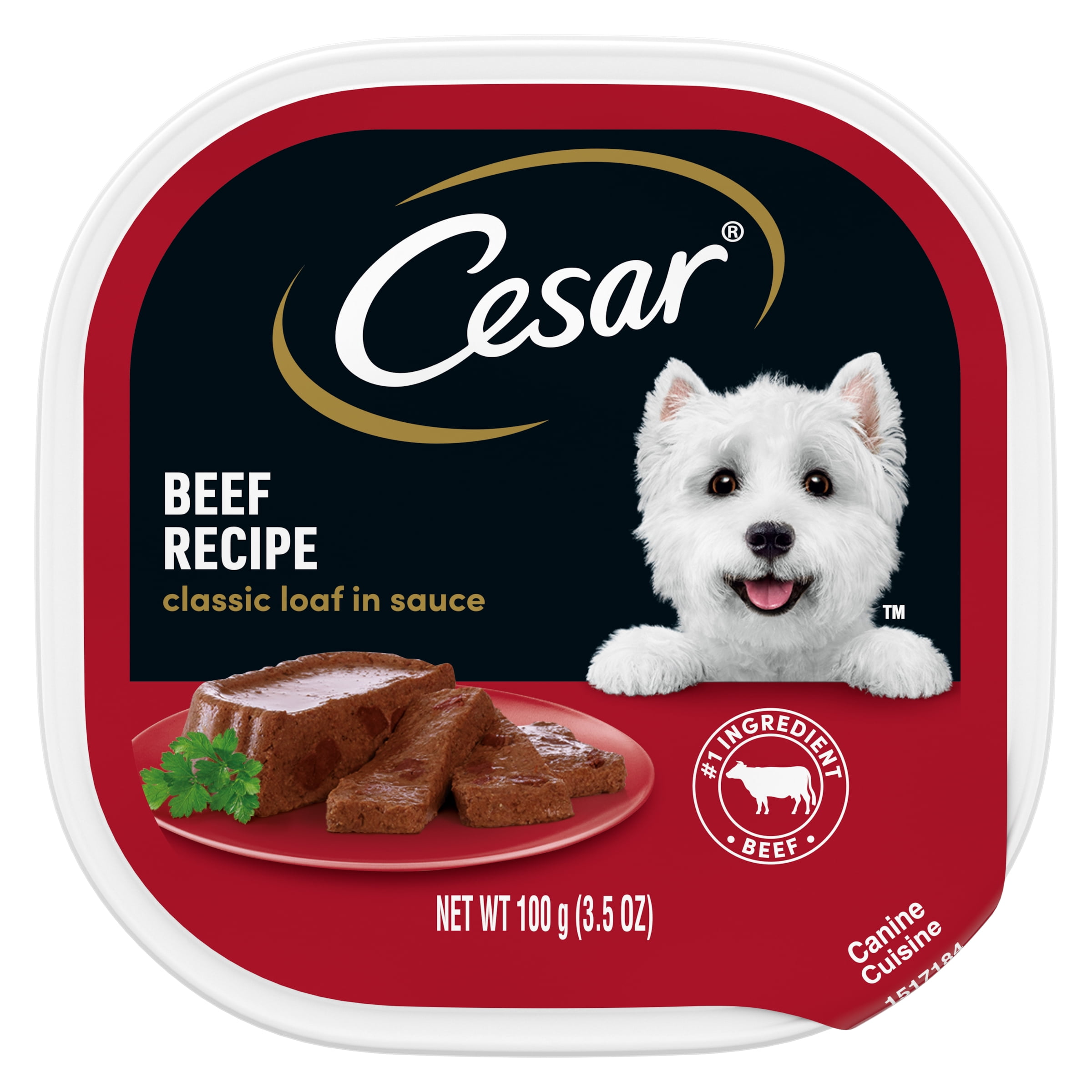 CESAR Classic Loaf in Sauce Beef Flavor Wet Dog Food for Adult Dog, 3.5 oz Tray