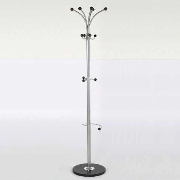 70" Home Bedroom Metal Clothes Coat Hat Hanger Stand with 15 Hooks Marble Base 