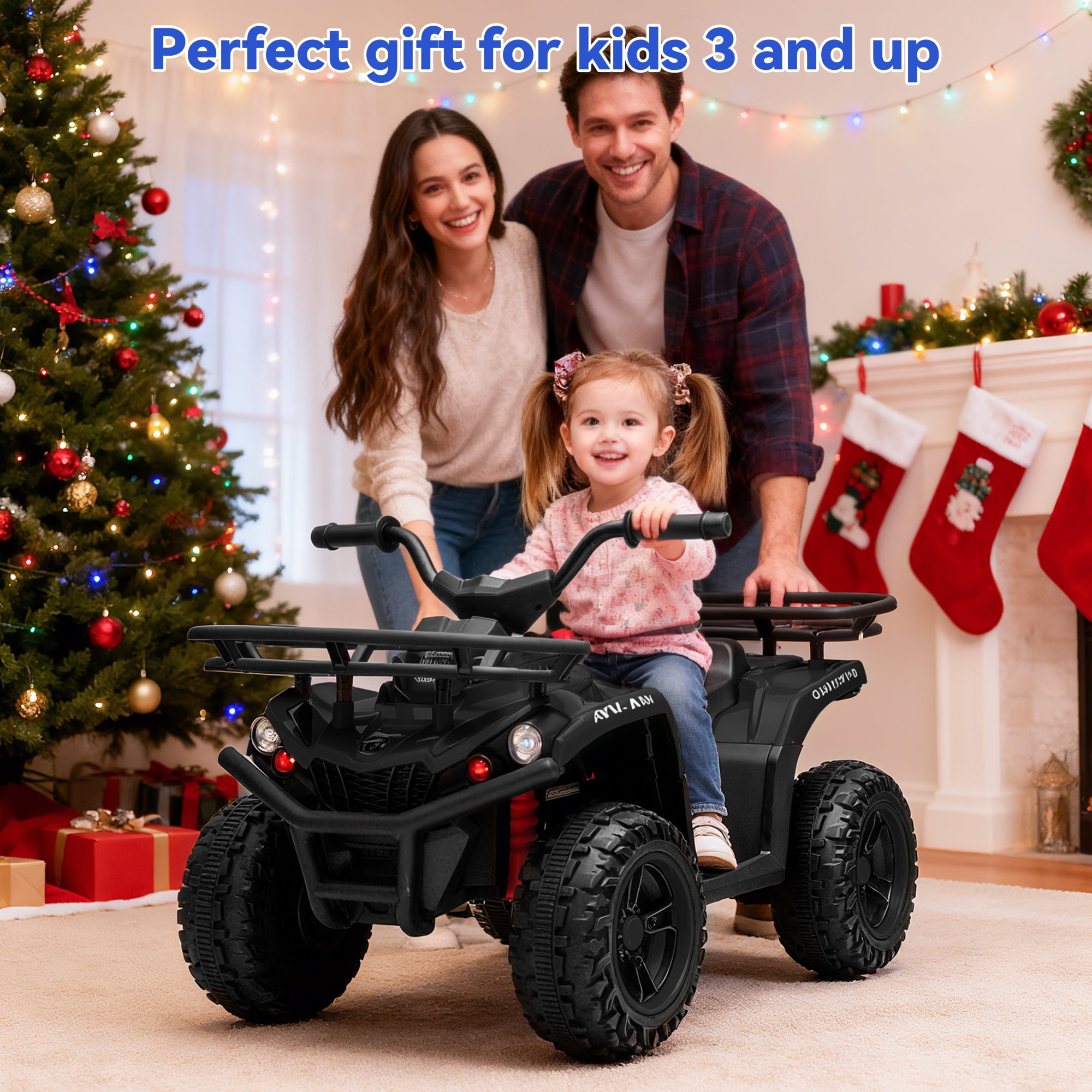 FestiveGlow 24V Kids ATV,Electric ATV for Kids 4 Wheelers Quad Car Toy, Ride On Toy Car As Gift for Kids,Black