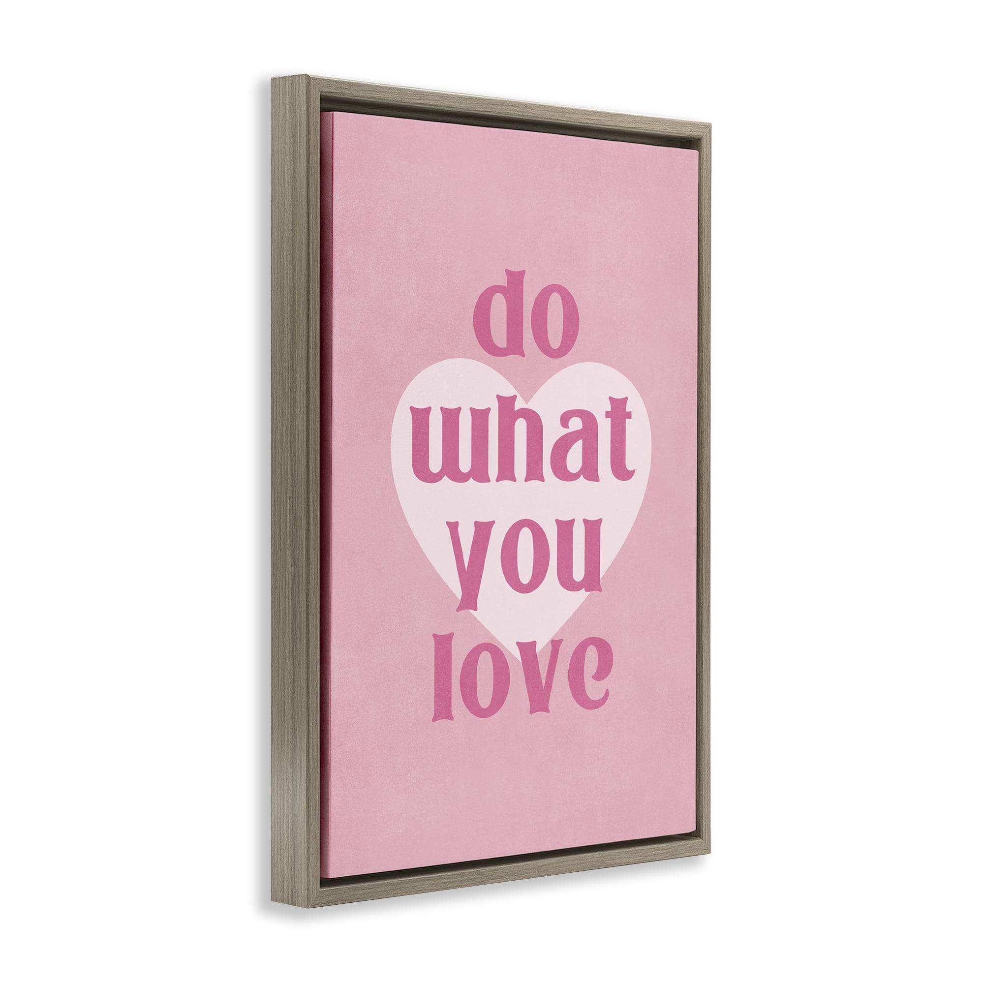 Stupell Industries Do What You Love Pink Text & Numbers Painting Brown Floater Framed Canvas Art Print Wall Art, 21 x 31