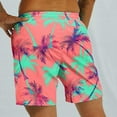 thumbnail image 5 of Virmaxy Men's Drawstring Five Pants Palm Tree Print Beach Shorts Hawaiian Shorts with Pockets Special Print Beach Casual Trouser Shorts Pants Pink-A M, 5 of 6