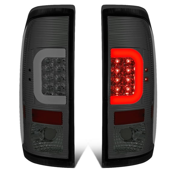 DNA Motoring For 97-07 Ford F150 F250 F350 Super Duty LED Tube Bar Tail Light Brake Lamps Pair Smoked/Chrome