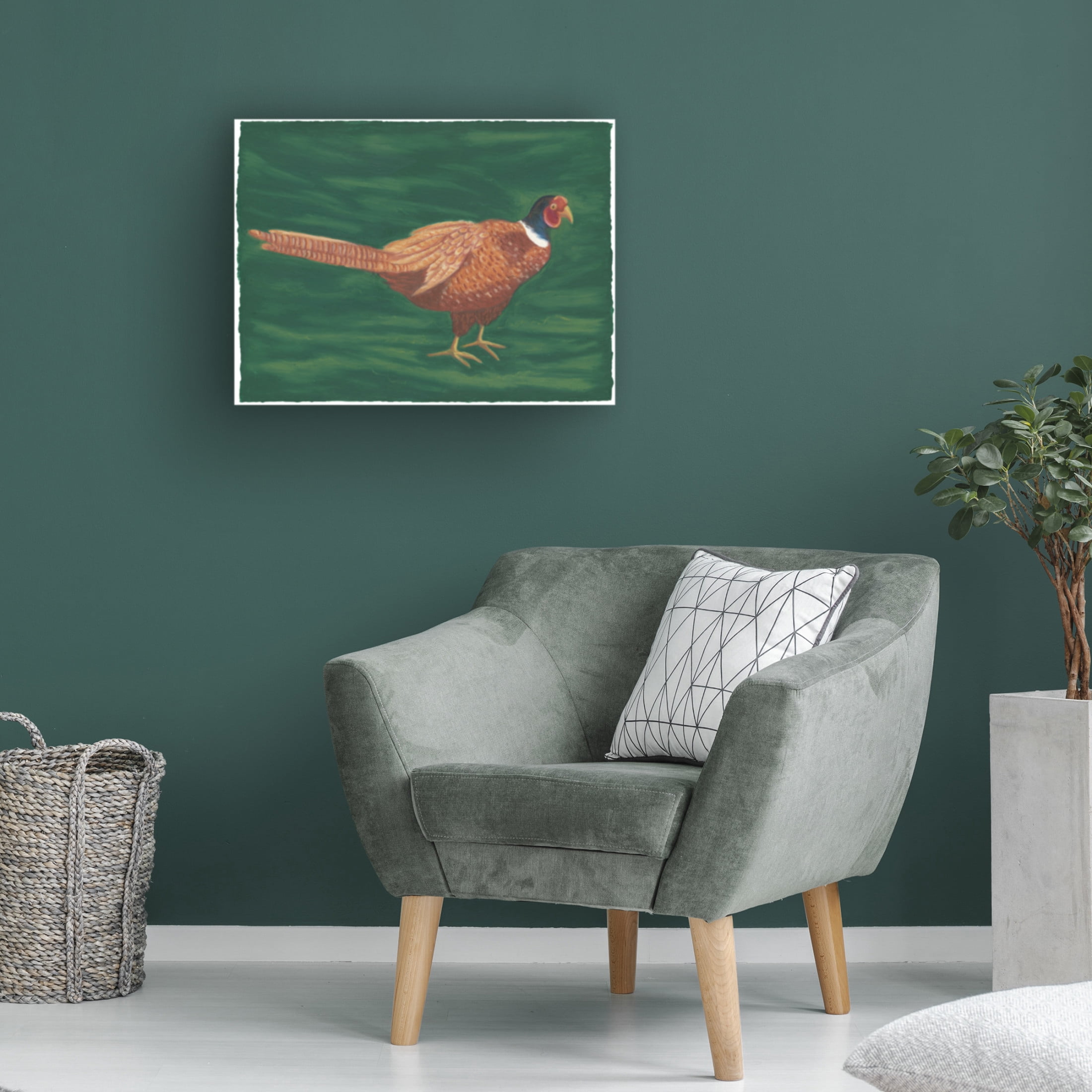 Canvas Wall Art - Andrea Strongwater 'Game Birds Pheasant' Wall Art for Living Room, Bedroom, or Office Décor by Trademark Fine Art - 19 x 14 Inches