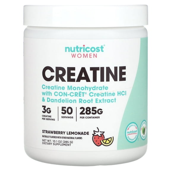 Nutricost Creatine Monohydrate Powder for Women Strawberry Lemonade, 50 Servings, Supplement
