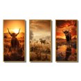 thumbnail image 2 of Designart "Cattle Silhouette Charm II" Animals Framed Wall Art Set Of 3 - Orange Cattle Frame Gallery Wall Set For Home Decor, 2 of 6