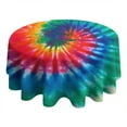 thumbnail image 4 of Colorful Tie Dye Pattern Round Tablecloth 60"x60",Wrinkle Wipeable Table Cloth for Kitchen Dining Room Picnic Patio Party, 4 of 6