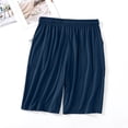 thumbnail image 4 of Rggeeun Womens Shorts Summer Elastic Waist with Adjustable Tie Ice Silk Loose Fit Breathable Wide Leg Drape Solid Color Side Pockets for Outdoor Picnics Casual Bottoms,Blue,Xl, 4 of 4