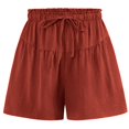 thumbnail image 6 of Hontri Womens Shorts Womens Shorts 2025 Summer Drawstring Ruffle Elastic High Waist Solid Color Casual Beach Shorts with Pockets Shorts for Women, 6 of 6