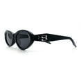 thumbnail image 6 of Womens Luxe Mod Fashion Oval Thick Plastic Sunglasses All Black, 6 of 8