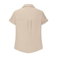 thumbnail image 3 of Yubnlvae Khaki Generisch Muslin Blouse Women's Summer Shirt Blouse Cotton Short Sleeve Linen Blouse Tops V Neck Long Blouse Tunic, L, 3 of 8