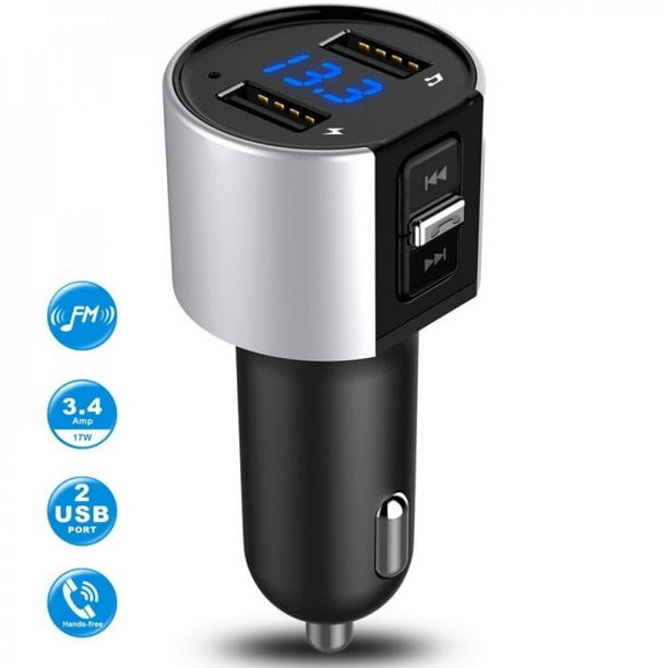 Popvcly FM Transmitter Aux Bluetooth Modulator Kit Hands-free Car Audio MP3 Player with 3.4A Fast Charging Dual USB Car Charger