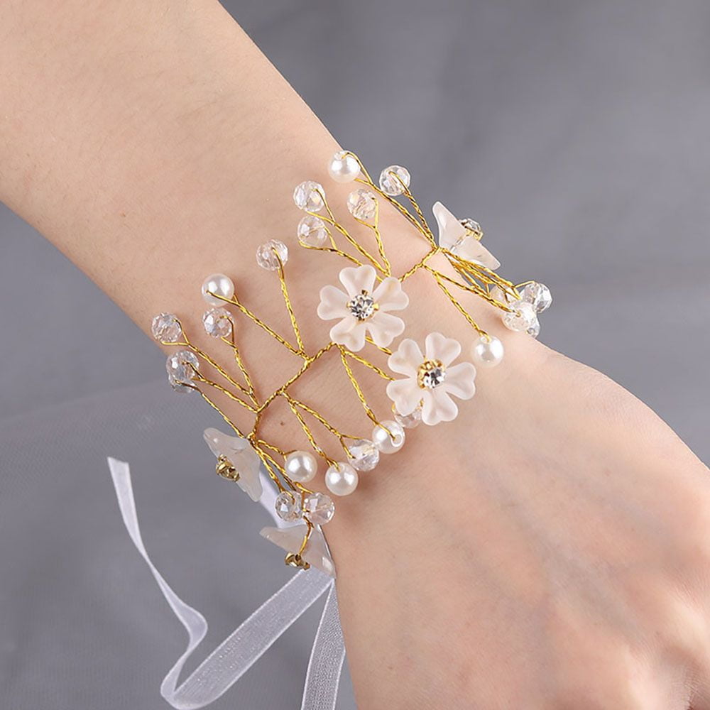 Gold pearl Bride Bracelet, bride gold bracelet – Avnis
