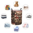 thumbnail image 4 of Balery Patriotic Deer Soldier Salute Cesta de ropa redonda con asas, impermeable, independiente, para ropa, juguetes, dormitorio y familia-Small, 4 of 6