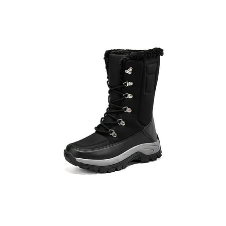 

Lacyhop Women Casual Slip Resistant Snow Boots Lightweight Solid Winter Ankle Boot Non-slip Thick Fleece Plush Lined Booties Black 8.5