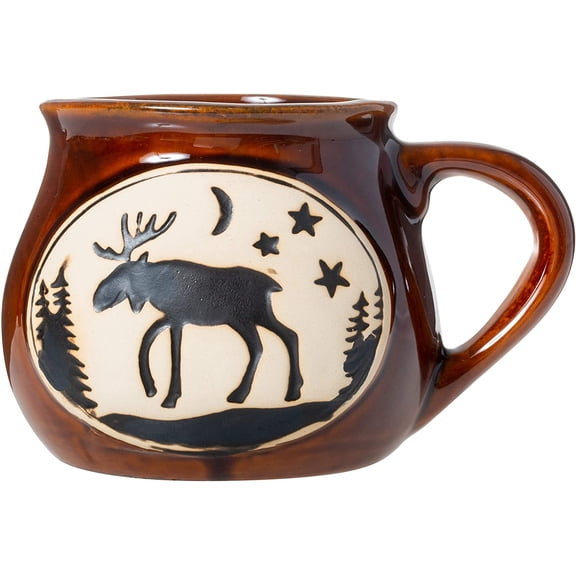 Cape Shore Handcrafted Bean Pot Stoneware 16oz Mug, Multiple Styles Available (Moose)