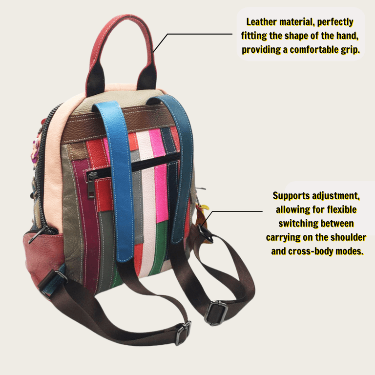 Colorful Genuine Leather Patchwork Women