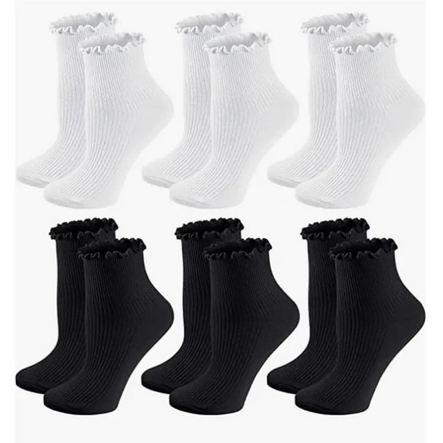 Clearance & Promo,Women's Socks, 6-Pack Solid Color, Breathable, Double Needle, Compression Fit, Casual Daily Wear, Supportive Arch, for Workout, Exercise, Comfortable, Sports Socks Relaxed Comfort