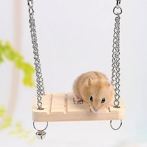 Bird cage bird baths pet wooden hamster bell swing with chain small bell suspension poppled hanging ladder pet toys (HTOOQ)