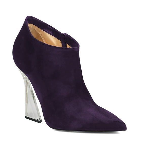 XYD Women Pointy Closed Toe Fashion Transparent High Heels Ankle Booties Side Zipper Event Party Formal Shoes Size 7 Purple