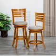 thumbnail image 5 of 24" Counter Height Swivel Stool - Natural Finish, Beige Fabric Seat | Slat Back Design | Solid Wood Frame | Kitchen &amp; Bar Seating, 5 of 8