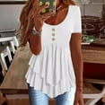 thumbnail image 5 of Jalioing Summer Blouses for Women Ruffle Pleated Short Sleeve Scoop Neck Tunic Tops Casual Flowy Fashion Shirts, 5 of 6