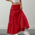 thumbnail image 6 of NAISIBABY Girls Maxi Skirt, Elastic Waist Tiered Flared Casual Summer Kids Party Dance Skirt Red 4T, 6 of 8