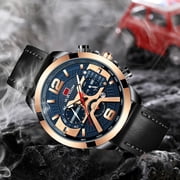 VAVA VOOM Pilot Calendar Quartz Men Wristwatch Chronograph Fashion Casual Watch Brand Aircraft Sports Military Army Brown Leather Watches