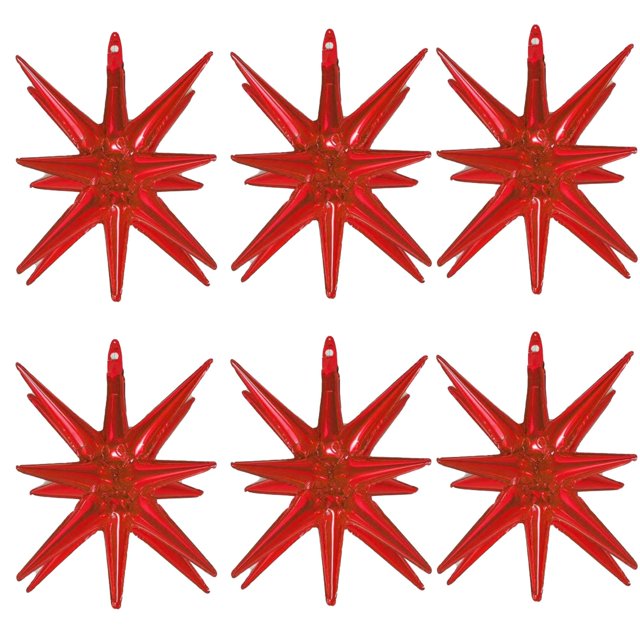 Globos de aluminio ZSYLYTKV Red Star de 14 puntas y 22 pulgadas, paquete de 6