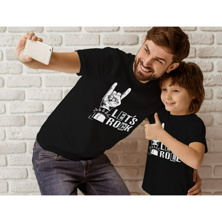 matching dress shirts for dad and son Father needle stitched bottom hem Tstars Father Daddy and Son