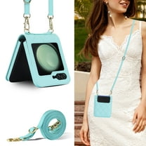 Allytechgroup Galaxy Z Flip6 Case Cover with Long Shoulder Strap, Premium PU Leather Slim Fit Anti-Scratch Bumper Protective Phone Case Cover for Samsung Galaxy Z Fllip 6 5G - Green