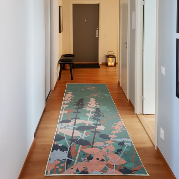 Dragonfly Decorative Rug, Nature Plants Grass with Wildflowers with Paintbrush Effects Print Art, Quality Carpet for Bedroom Dorm and Living Room, 6 Sizes, Cadet Blue, by Ambesonne